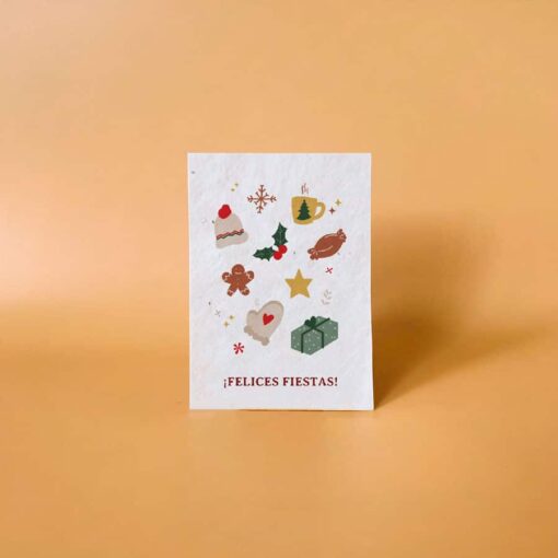 postal con semillas plantable Felices Fiestas