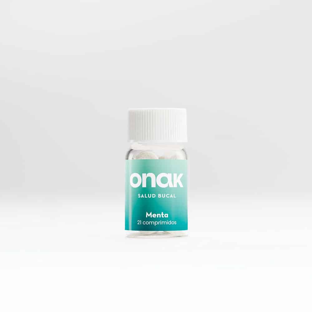 dentífrico natural en pastillas sabor menta sin plástico en frasco de vidrio mini