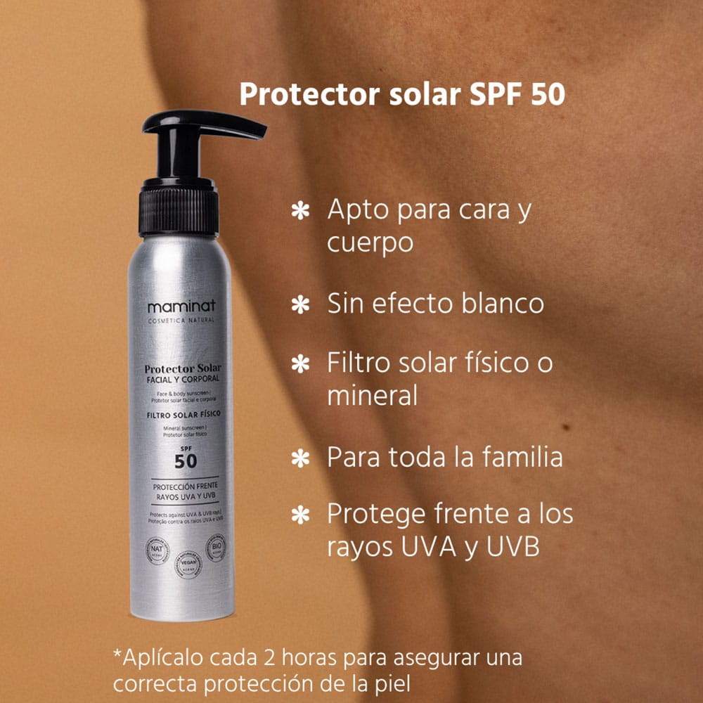 Protector Solar Natural Facial y Corporal SPF50 de Maminat