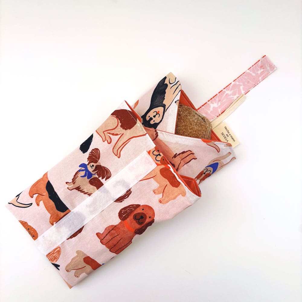 Porta bocadillos lavable y reutilizable perros