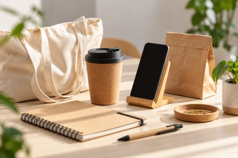 Productos reutilizables de uso diario sobre una mesa